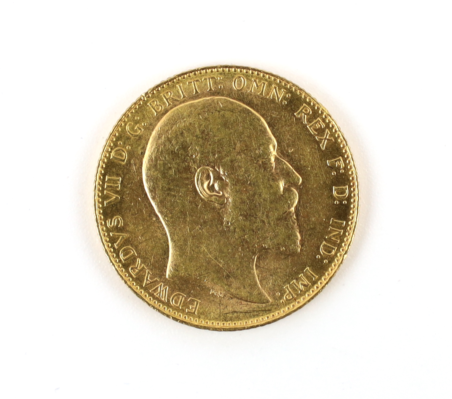 British Gold Coins, Edward VII sovereign 1910C, Ottawa mint, about EF (S3970)